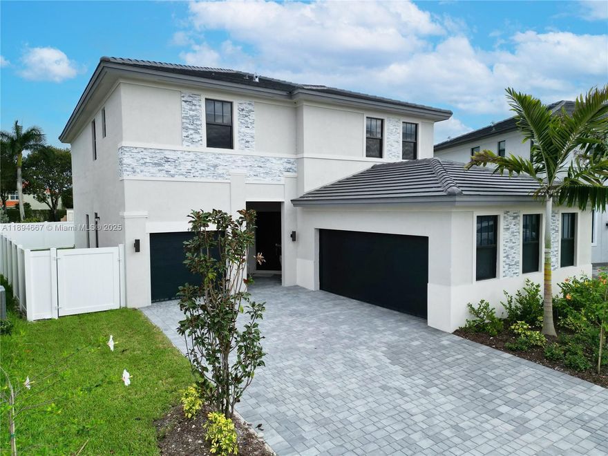 Beautifully designed 2023 home, located in the sought-after Marbella community. This home has polished marble floors on the first level and vinyl flooring throughout the staircase and second floor. With 5 bedrooms and 4.5 bathrooms, it offers generous living space and comfort for the whole family. Each bedroom has custom built-in closets, adding a touch of luxury and convenience. Sitting on a desirable corner lot, this home boasts a large, fully fenced backyard, perfect for children, pets, and outdoor gatherings. It also includes a 2-car garage on one side, a 1-car garage on the other, and an extended driveway with parking for up to 5 additional vehicles. Conveniently located near I-75, this home combines modern design with family-friendly living. Schedule your showing today!