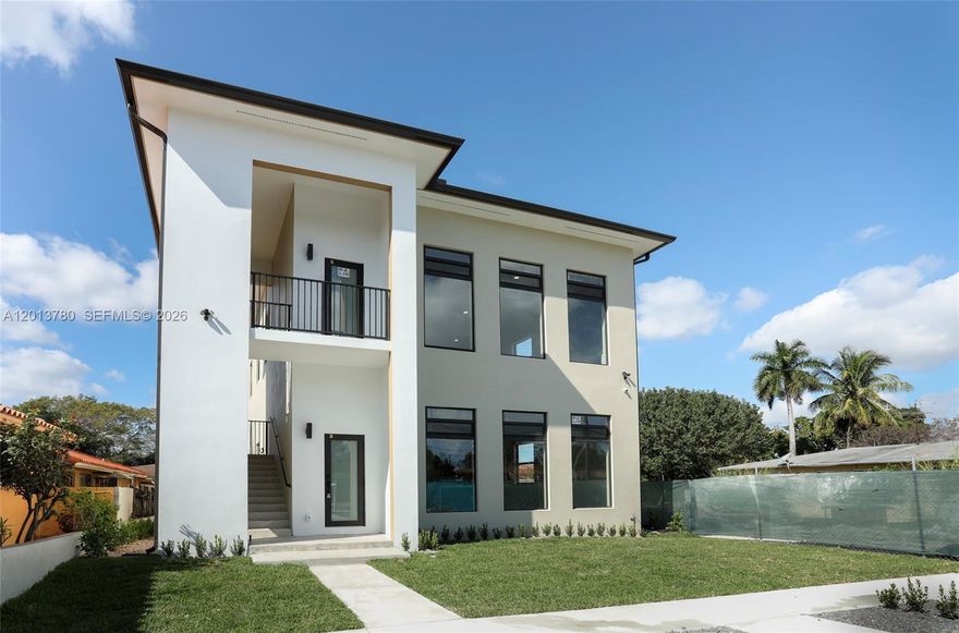 Gorgeous, modern and newly built duplex home, will be completed July, 2026! This incredibly spacious and brand new first floor 3/2 unit boasts of a large open floor plan with new kitchen, stainless steel appliances, new bathrooms, separate laundry room, large bedrooms, high ten foot ceilings, new flooring and large impact windows that bring in the most incredible natural light. Beautiful views of the Miami skyline and spacious parking for two cars. Minutes to Coral Gables, Brickell, Downtown Miami and major expressways. Incredible location. Contact Realtor for showings.