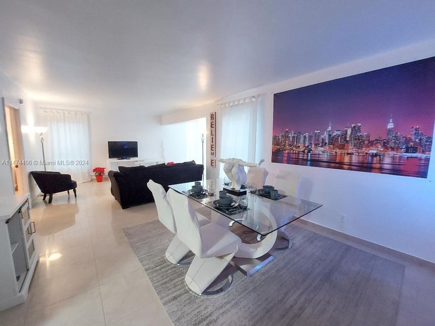 Welcome to your dream Miami Beach retreat! This spacious 1 bedroom 1 bathroom apartment is a haven of comfort and style, conveniently located just one block from the sun-kissed shore of Miami Beach. Fully furnished and equipped, this residence is thoughtfully designed to provide a seamless blend of luxury and functionality. The living area is tastefully furnished, creating a welcoming atmosphere for relaxation or entertaining guests. Large windows flood the space with natural light; the fully equipped kitchen boasts modern appliances and all the necessities for culinary endeavors. The highlight of this apartment is undoubtedly the completely remodeled bathroom. 
The location is unbeatable, placing you just moments away from the beach. Additionally, in proximity to shopping and restaurants