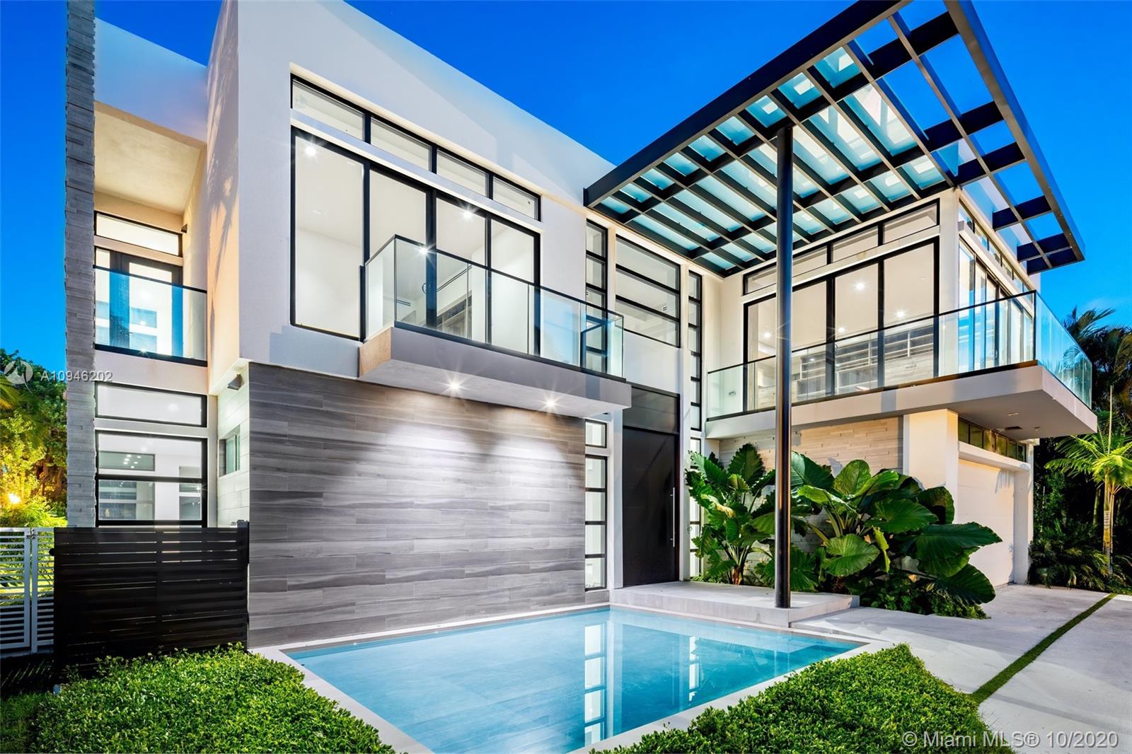 Designed for the quintessential Golden Beach lifestyle, this brand-new construction tropical oasis is located in one of the most coveted and private communities in all of South Florida. Delicately balancing modern architecture yet warm and inviting features, the living experience here is both for family life and entertaining. Boasting 6,787 SF of open concept luxurious living, 5 bedrooms, 5 bedrooms, 1 half bath, 2 car garage and expansive driveway, all situated on a 12,300 SF corner lot. Complete with private gates, natural light pouring through floor-to-ceiling windows framing the verdant outdoors, custom high-end finishes, elevator and an oversized principal wing with expansive closets. Serene and lush outdoors surrounded by walls of green and mature trees boast a tranquil pool & spa.