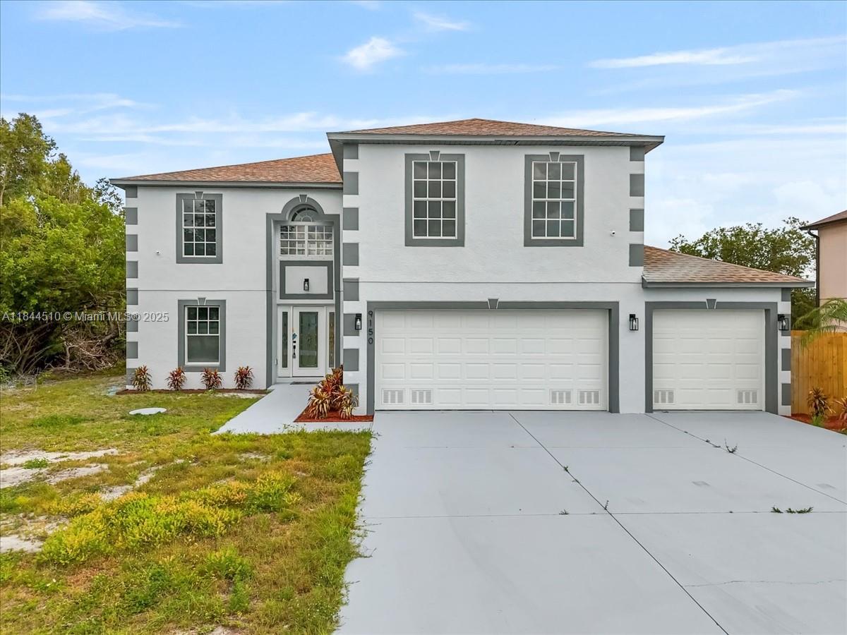 Offering $10,000 towards closing cost, downpayment, or interest rate buydown. Beautifully updated 5 bed, 2.5 bath home offers 2,770 sq ft of living space on a spacious 9,999 sq ft lot. With one bedroom on the first floor, the layout is ideal for multi-gen living or working from home. Recent upgrades include: New AC, New water heater, New wood fencing, and a roof just 3 years old. Enjoy a fully renovated interior with hurricane shutters, garden landscaping, rain gutters, upgraded lighting, and a 3-car garage. Step outside to a fenced yard with sidewalk access and a paved asphalt road. Appliances include:Washer, Dryer, Range, Microwave, Refrigerator. Laundry room is inside for convenience. Security cameras not included. Don’t miss this move-in-ready gem in a quiet Port Charlotte neighborhood