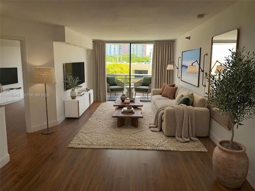 LOCATION, LOCATION, LOCATION!!! BEST PRICED 2 BEDROOM IN THE BUILDING! Spacious 2 BR 2 BTH in the heart of beautiful Aventura. This well-maintained unit features large spacious living room and dining room. In-unit laundry and large walk-in closet. It is facing interior gardens that give you privacy and with the convenience of having parking on the same level! Just a short walk from your front door. Amenities include: a business center, volleyball court, BBQ, two heated lagoon-style pools, spas, as well as poolside towel and food service, luxurious lobby, two fitness centers with saunas plus 24/7 valet service and controlled gate and lobby access. Walking distance to Aventura mall, golf course, founders park, restaurants, shops, 5 mins. to the beach and closed to the new Brightline station. PRICED TO SELL!!! Therefore, it is the ideal canvas for buyers looking for the best price and location. Low entry price makes this apartment a stellar opportunity for primary residents and investors looking to build equity. Unit is rented for $2,500 till October 2026. Star living the lifestyle! MOTIVATED SELLER!!!