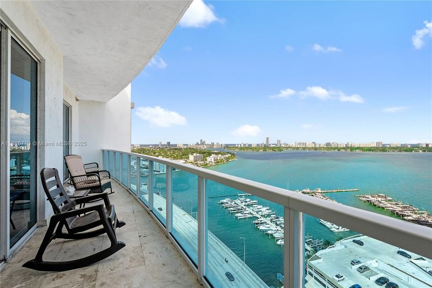 Stunning NE corner penthouse at The Bridgewater with sweeping 270° views of the Atlantic Ocean, Sunny Isles, South Beach, Miami skyline, and Biscayne Bay. This spacious 2 bed, 2.5 bath split-plan features floor-to-ceiling impact glass, marble floors, and a modern open kitchen with granite counters and stainless-steel appliances. Enjoy sunrises and sunsets from your private balcony, where you can spot dolphins, manatees, and boats passing by. Full-service building offers 24-hour front desk and security, bayfront heated pool and jacuzzi, fitness center, and two premium assigned parking spaces. Washer/dryer in unit. Ideally located on Treasure Island, just minutes to Miami Beach, Downtown, Design District, and the airport. Resort-style living with unmatched views