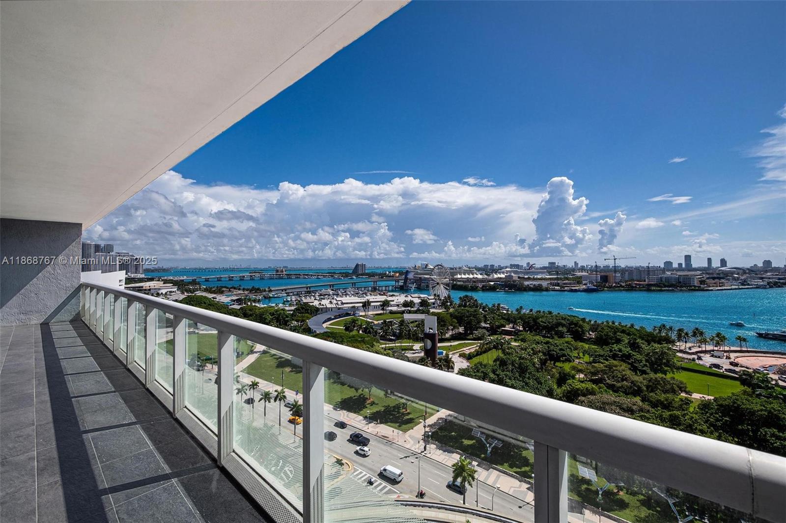 Gorgeous 2BR+Den (converted to 3rd BD), 2BA **1,322SF luxury residence with stunning EAST-facing direct ocean and bay views, floor-to-ceiling windows to capture the sunrise. Pristine condition with new designer paint. Spacious split floorplan, large BRs with ensuite baths & walk-in closets, gourmet open kitchen with high-end appliances, living/dining area overlooking the incredible city of Miami skyline, cruise ships, and waterfront action. Luxury amenities: 24hr concierge, security, valet parking, infinity-edge pool & poolside cabanas, hot tub, formal & informal clubrooms with kitchen, billiards, wet bar & media center, state-of-the-art fitness center, yoga/pilates studio, sauna & steam rooms. Walking distance to Shops at Bayside, AAArena, restaurants, Arsht Center, Whole Foods, Brickell.