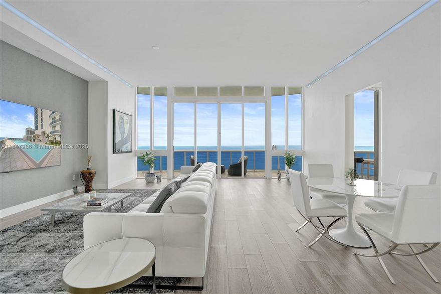 Penthouse living at its finest! This exquisitely furnished 3BR/3.5BA corner residence soars from the 43rd floor of Trump Tower II with unobstructed ocean, city & Intracoastal views. Newly painted and styled with motorized shades, blackouts & curated design touches—every detail reflects modern sophistication. Minimalist A/C vents, gourmet kitchen, and luxurious master suite elevate the space. Wraparound balcony with direct ocean view delivers breathtaking sunrise-to-sunset views. 5-star amenities include restaurant, beach service, spa, fitness center, pool, concierge & valet. Furniture included. Prime Sunny Isles location near Bal Harbour & Aventura.