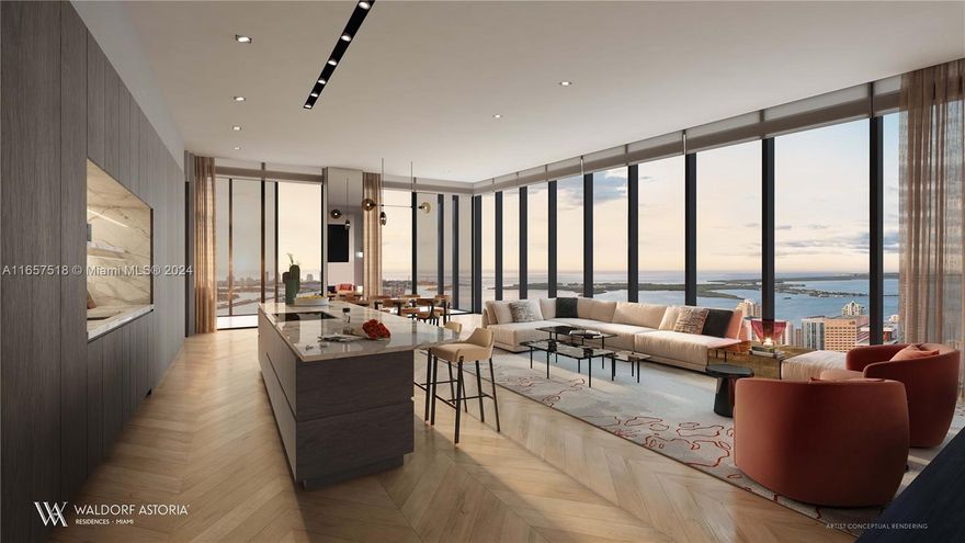 Waldorf Astoria Residences Miami offers an experience in transcendence, an exclusive lifestyle offering embedded within a legacy brand that has stood the test of time. With its limitless views, extraordinary architecture and timeless brand, will usher in a new era for generations to come. First 100 story tower in Miami. Residents will have access to all hotel amenities and services. Construction started October 2022, est. delivery 2028. 11 foot ceilings, fully finished with the utmost quality of finishes in the market. Located in the heart of Downtown Miami, area with the most potential for growth in the next 4 years. This is the best time to secure a residence in this iconic residential tower.