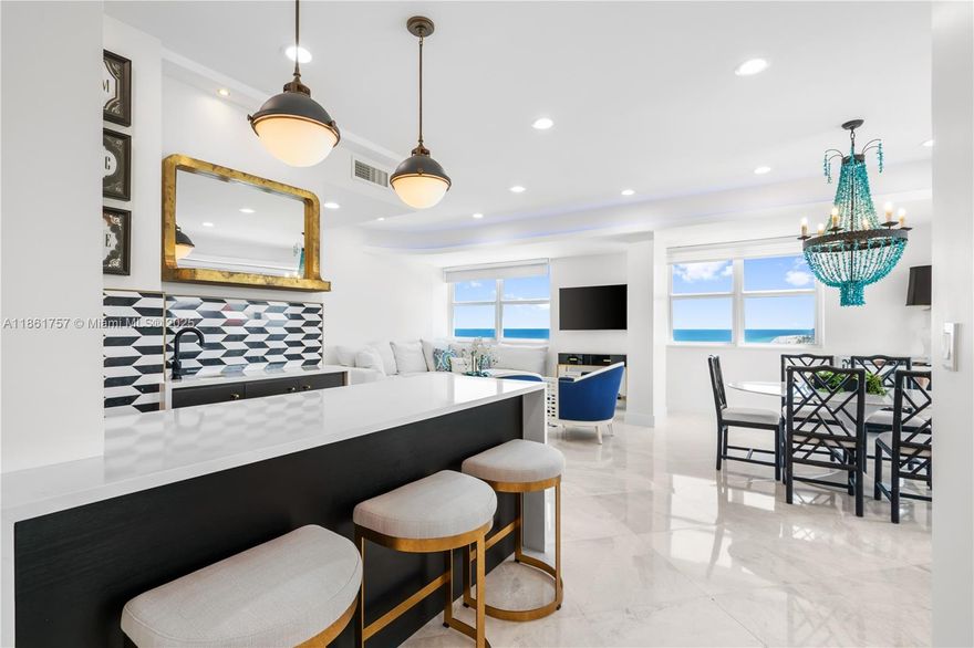 This gorgeous high-floor unit is fully renovated and offered furnished, with breathtaking ocean, Intracoastal, and city views. Features include elevated ceilings, porcelain tile, upgraded kitchen with bar, sink, wine cooler & premium appliances, split floor plan, spa-like primary suite, private terrace, in-unit washer/dryer, and 2 parking spaces. Pet-friendly with restrictions. Building amenities include 24/7 security, gym, oceanfront pool, BBQ, and garage parking. Steps from Fort Lauderdale Beach, Casablanca Café, shopping, & dining. Annual rental available.