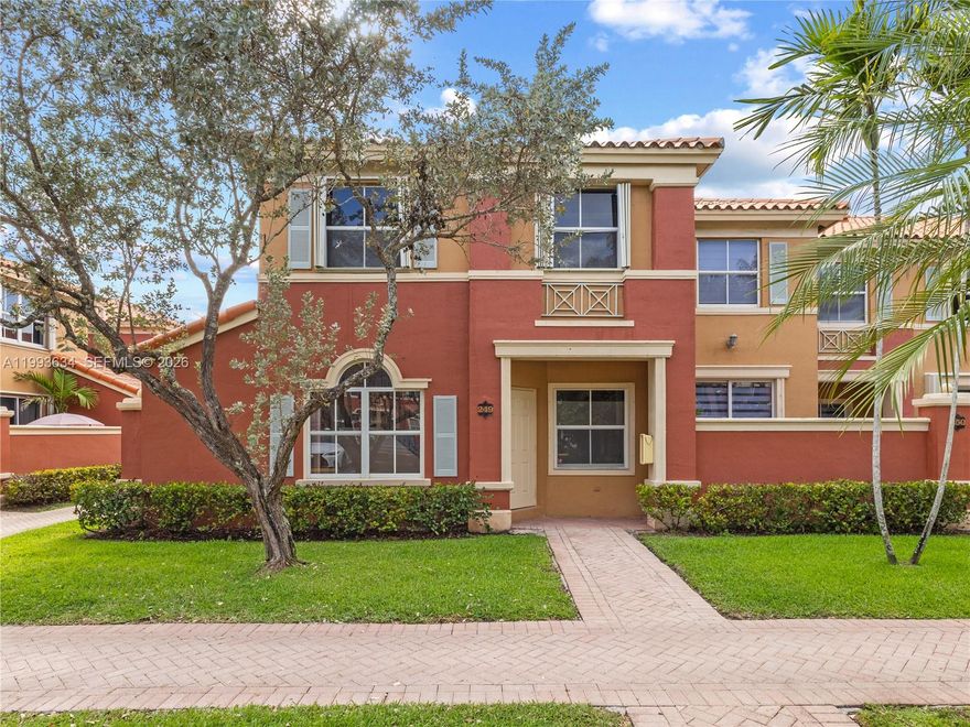Beautiful corner unit located in the desirable gated community of The Gates at Doral. This residence features renovated bathrooms, offering a fresh and updated feel. Enjoy a functional layout filled with abundant natural light throughout, enhanced by its corner-unit position. The property also includes a side patio, perfect for outdoor relaxation or entertaining. Ideally located in the heart of Doral within an excellent school district and close to major highways, shopping centers, dining, and parks. A great opportunity to live in a secure community with convenient access to everything Doral has to offer.