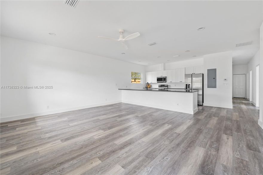 Discover this BRAND NEW construction in the heart of Northwest Pompano Beach! This modern single-family home boasts 4 spacious bedrooms, 2 bathrooms, and a convenient car garage. With over 1,550 square feet of open-plan living space, you'll enjoy features like 10-foot volume ceilings, sleek floating wood tile flooring, and recessed lighting. The PGT windows provide full wind mitigation credits for added peace of mind.
