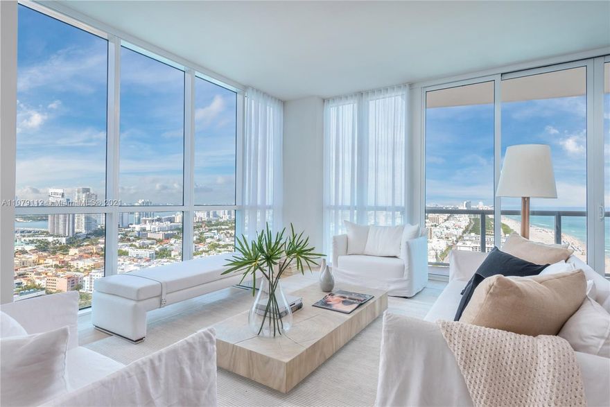 This rarely available high-floor corner unit offers incredible natural light and unobstructed views of the Atlantic Ocean, Biscayne Bay and downtown Miami.  Owners will enjoy a spacious, open-floorpan with extra-large living room, four balconies, private elevator lobby and all of the benefits of a tasteful renovation (completed in 2017).  Call listing agent today!  This condo won’t last.