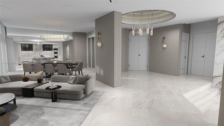 Experience the pinnacle of luxury living in this iconic Williams Island duplex penthouse at Residence du Cap, set on a private island surrounded by lush landscapes and water views. Spanning 9,100 sq. ft. of interior space and 3,183 sq. ft. of terraces, this masterpiece features 6 bedrooms, a library, den, staff quarters, and 8.5 bathrooms. The upper level’s 14-foot ceilings crown a dramatic great room with a sunken living area. A massive 26' x 32' kitchen connects seamlessly to a breakfast area and pantry. The principal suite offers dual bathrooms and an indoor-outdoor shower, with oversized wardrobes. Private elevators access all levels, including a glass hydraulic elevator. Enjoy the private balcony pool with spa overlooking breathtaking sunrises and sunsets. Some Pictures are renderings