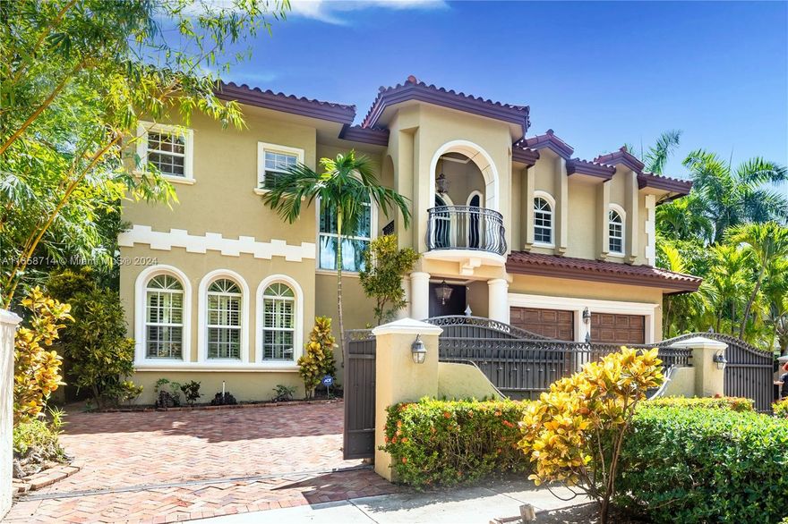 Gated Mediterranean Elegance on prestigious N Bay Road one of Miami Beach's most coveted Streets. This meticulously designed Residence features 4,400 SF of living area w/ 5 bedrooms & 4.5 bathrooms plus dining, family room + playroom, 2 balconies, 2 car garage, electric gate, corner lot, impact glass windows. 4 bedrooms upstairs. Marble floors, marble bathrooms, solid wood doors, glass art & artistic paint, lighting features, Subzero & Thermador appliances. Extra spacious primary bedroom w/ ensuite his/hers bath and closets. Every inch has been detailed to perfection and no expenses have been spared in this elegant one-of-a-kind home! Close to La Gorce Country Club, I 95, Beaches, shops & restaurants on 41 Street. Amazing location! Quality construction that will last a lifetime & beyond!