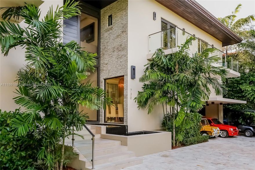 Fabulous modern style house on 10,000 SF lot on prestigious Mashta Island, Key Biscayne. Built in 2013 to high standards of quality, offers extraordinary architecture & a very functional design. Elegant, bright open, flexible floor plan ideal for family life & entertaining. 6 beds & 7 baths. 1st Floor: Soaring ceilings & majestic living room. Formal dining room, built in glass wine vault & gourmet kitchen w/ top of the line appliances. Large back terrace & garden. Resort style heated pool/spa, ½ bathroom & BBQ gazebo. Guest bedroom w/ full bathroom, maid room w/ full bathroom & laundry room. 2nd Floor: Master bedroom w/ spa style bathroom & terrace.  3 suite style bedrooms w/ terraces. 3rd Floor: Expansive roof top entertainment terrace. Your dream home to enjoy the Key Biscayne lifestyle!