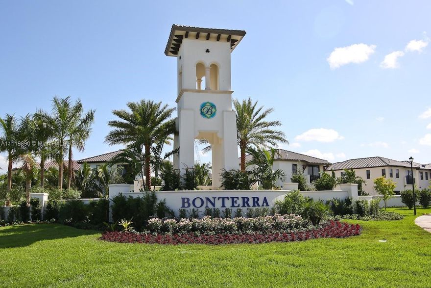 This beautiful & spacious home at Bonterra features a fantastic layout, a spacious kitchen with granite counter tops, wooden cabinetry & stainless steel appliances. Bright & airy, neutral tile on first floor and carpet upstairs, fenced backyard and hurricane shutters. Bonterra offers amazing amenities including clubhouse, pool, gym, game room & kids play room. Guard gated community with plenty of visitor parking spaces. Excellent location with easy access to I75, Turnpike & Palmetto Expressway.