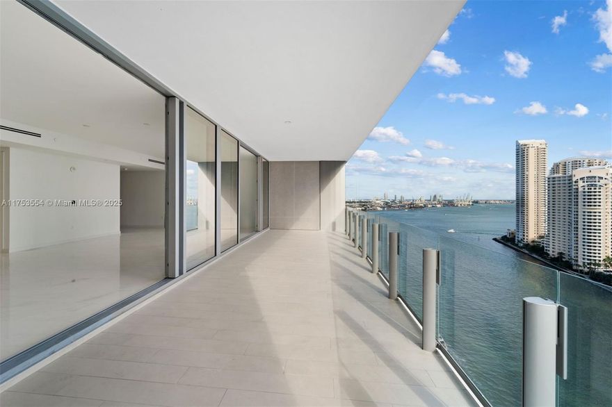 This luxurious 3-bedroom residence spans 2,422 sqft, offering breathtaking panoramic views of Biscayne Bay, Miami River, and the Atlantic Ocean. Key features: spacious layout that perfectly integrates with the oversized terrace. Elegant bedrooms with floor-to-ceiling windows and en-suite bathrooms. Premium finishes and fixtures throughout. Building amenities span over 42,000 sqft, including an infinity edge pool, fitness center, spa, and personalized concierge services. This residence provides an exclusive opportunity to experience the pinnacle of luxury living in Miami. Available for sale too and offered with the best PSF.  Easy to show.