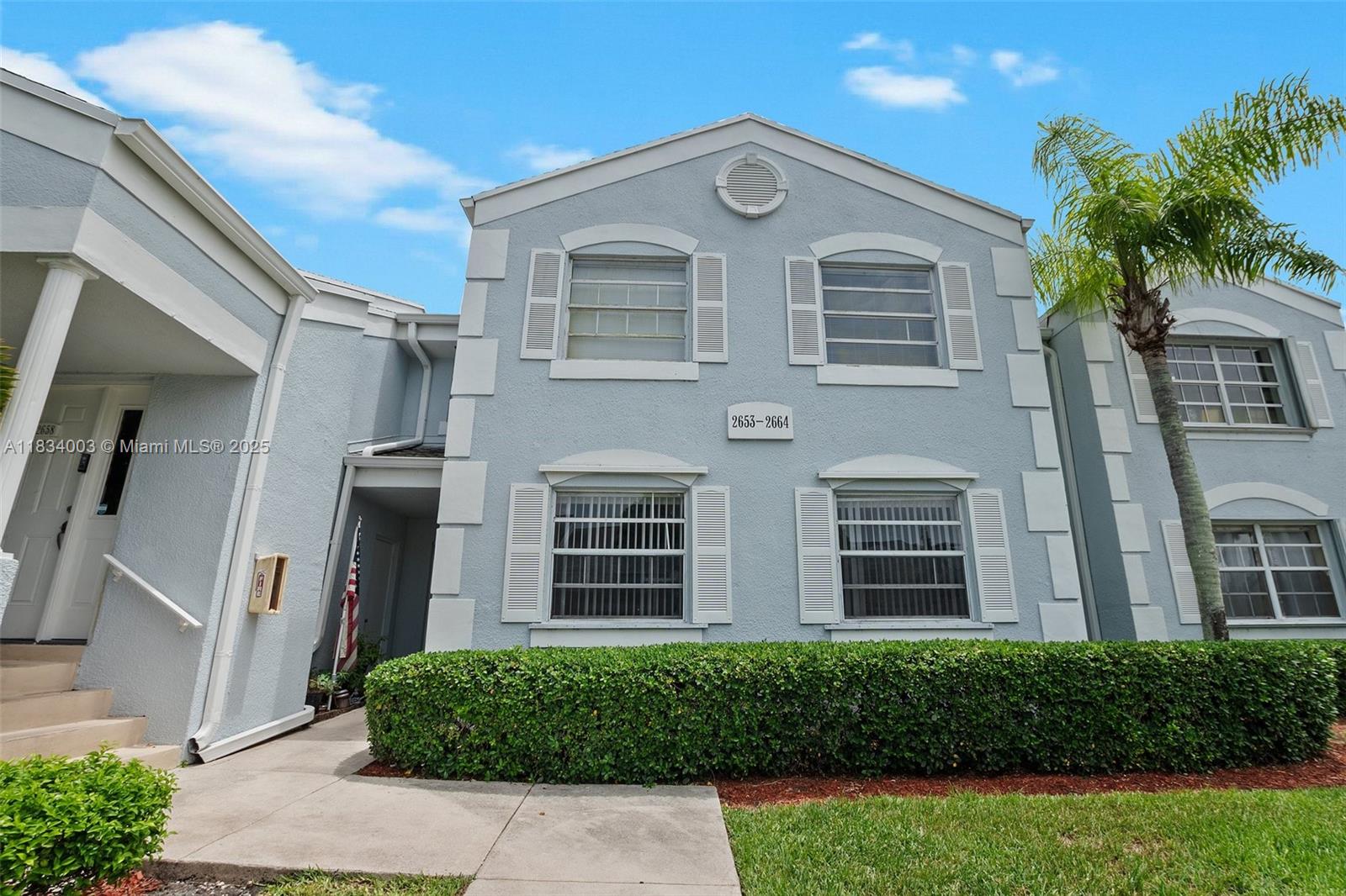 First floor 2 beds 2 baths condo with private entrance! This spacious unit has tile floors throughout and recently installed stainless steel appliances, AC unit and water heater. This amazing condo is located in Keys Gate, a well-maintained gated and secured community. It also has a split plan layout and a big master bedroom with garden views. Monthly HOA fees include cable, internet, water and sewer, pest control, building and grounds maintenance. The clubhouse has swimming pool, hot tub, sauna, fitness center, game room, tennis & racquetball. Condo has reserves, no CDD tax.