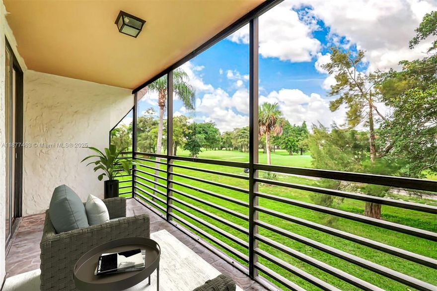 Gorgeous & Spacious CORNER UNIT with Huge Enclosed Balcony with LOVELY GOLF COURSE VIEWS. High Ceilings, Bright Natural Light, Flowing Spaces. HUGE MASTER SUITE w/ Peaceful Views, LARGE WALK-IN CLOSET + Perfect Bath. Large Kitchen, in Great Shape + Ready for your Finishing Touches. Excellent Layout, Formal Dining + So Much Space. Freshly Remodeled, High End Laminate Flooring, NEWER CENTRAL AC, Updated Fixtures, New Interior Paint + More. Well-Maintained + Well Run Building w/ Minimal Hassle. 40 Year Recertification DONE! A+ Location: Beautiful Walks on the Golf Course, Parks Close By, Shopping, Restaurants + More! EXCELLENT INVESTMENT, Can Rent After 1 Yr! 12 to Chase Stadium, 18 Mins to FTL Beach, 22 to Las Olas, 25 to FLL Airport. South Florida Living at its Best! CALL NOW!