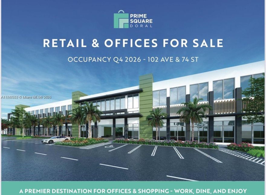 OFFICE SPACES • Offices from 680 Sq.Ft. • Flexible spaces ready to move in • High ceilings • Elevators • Wallspainted, LVT floors, electric panel 4 outlets, air conditioner, sprinklers and fire system • 1 parking space assignedRETAIL SPACES • Retail spaces from 1310 Sq.Ft. • 2 parking spaces assigned • Unique retail spaces for sale inDoral • Floor-to-ceiling impact windows • Gas & grease trap available upon request • High ceilings • Sprinklersand fire system • Water & sewer stubs • Electrical panel disconnect with pull strings & empty conduits