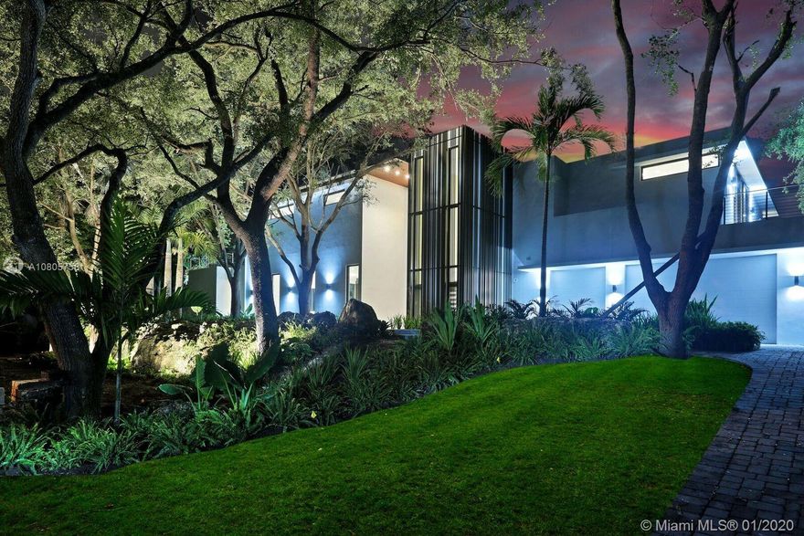 A truly unique “Modern Castle on the Rock” awaits you on the most picturesque and scenic location in Pinecrest. Built on a coral ridge, in a tree lined street, in most charming and exclusive neighborhood. Enter into open living spaces with over 25’ ceilings, abundance of light, stunning views to a vast professionally landscaped backyard and sparking pool. Highest standards include Italian kitchen and closets, German Miele appliances, natural stone from Spain, Oak wood floorings, and glass railings, pivot entrance door and much more. Total SqFt per appraisal of 8,989 & 7,095 Adj. Completed in 2019, ready to move in with electric blinds, Sonos Sound system, TV, Wi-Fi, et. Installed and set up for your convenience!