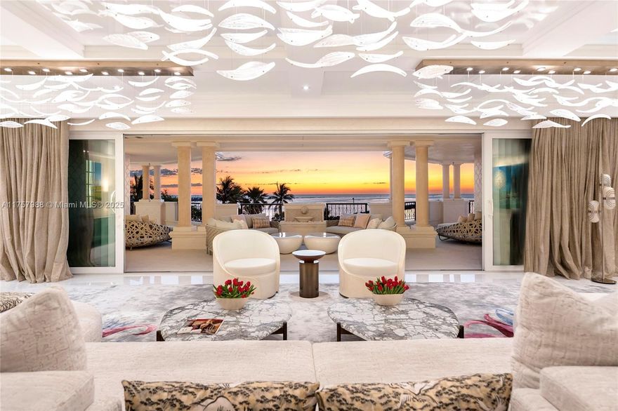 Located on the coveted Oceanfront tip of Fisher Island, this newly renovated, one-of-a-kind corner residence has been masterfully designed - every room an experience in luxury. Spanning over 6,800SF, custom wall treatments, exquisite stone floors and curated lighting adorn this 5-bedroom, 6.5-bathroom home. Expansive 1,952SF wraparound terrace offers multiple seating areas, alfresco dining, & panoramic sunrise views over Government Cut, & the Atlantic Ocean. Luxurious living room, gourmet chef’s kitchen with top-tier appliances, & a private family room – all w/amazing ocean views. A sumptuous oceanside principal suite includes an office space, custom sauna & stunning dual spa-inspired bathrooms w/lux walk-in closets. Four other bedrooms each uniquely designed w/beautiful ensuite baths.