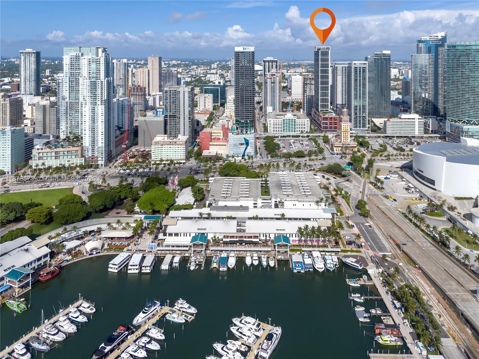 Gale Miami hotel one bedroom suite with bathroom, full kitchen including oven and full size refrigerator, large balcony facing the skyline.