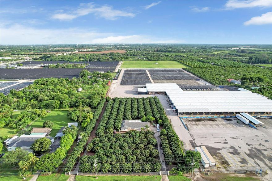 This producing longan grove is located in the heart of Homesteads agricultural community while providing easy access to shops, restaurants, highways and the Florida Keys. The home sits on a 2.23 acres with a 3 bedroom, 2 bathroom while featuring a 2020 roof, full accordion shutters and 100% grove irrigation. This is an excellent property for anyone looking to work the land or lease out the grove and sit back. Bring the family, friends and animals to this private hideaway.