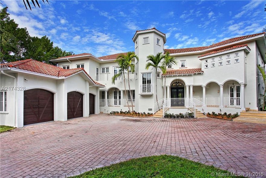 Enjoy this 9bed/7baths Mediterranean style estate w/165ft of water frontage, 80ft dock & direct ocean access located on a quiet low traffic cul-de-sac in Key Biscayne. Marble & wood floors guide you through the impressive gourmet kitchen w/stainless steel  appliances, large Master Suite, formal dining, wine cellar & large terraces that overlook the pool & water. Elevator, staff quarters & rare oversized 3+ car garage complete the luxurious lifestyle this property offers.