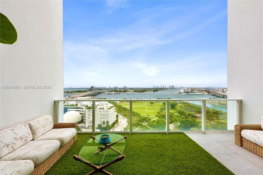 Impeccably designed and fully reimagined, this stunning two-story residence offers the perfect balance of Miami sophistication and everyday comfort—where Biscayne Bay meets the city skyline. Spanning 1,800 SF, this 2-bedroom, 2.5-bath home features a comprehensive renovation with every detail thoughtfully upgraded. Formerly owned by Colombian artist and designer Rakel, the space blends creativity and function with warm wood-look porcelain floors, a custom kitchen island, curated imported tiles, and bespoke millwork for seamless storage. Double-height ceilings flood the home with natural light, while soundproofed floors and walls ensure privacy. Smart home integration, electric shades, and complete the offering. Located at Ten Museum Park, a boutique Bayfront building in Downtown Miami, residents enjoy two full floors of amenities including sunrise and sunset pools, a state-of-the-art gym, spa, personalized service and beach club access in Miami Beach. Set in a vibrant, rapidly evolving neighborhood steps from Miami World Center, museums, Bayfront parks, and premier entertainment—offering effortless access to everything Miami has to offer.
Tenant in place paying $10k/month with a 60-day termination clause.