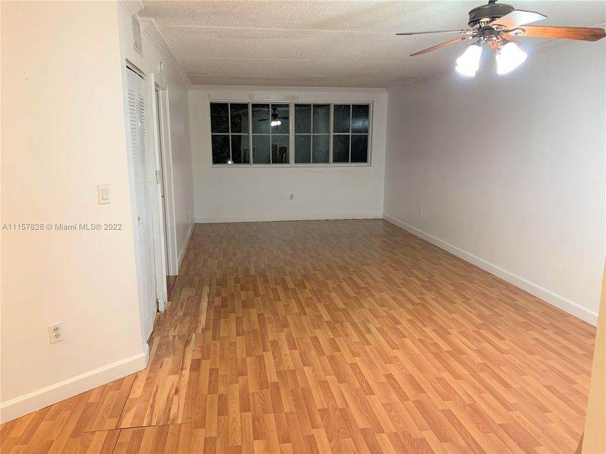 1 Bd, 1 Bth, wood laminate floor throughout entire apartment, washer & dryer inside unit, ceiling fan, new air conditioning unit. Lots of amenities such as: pool, tennis court, gym, party room, Close to major highways and shopping center. Moving cost are: 1st, last and security, $150 association application fee