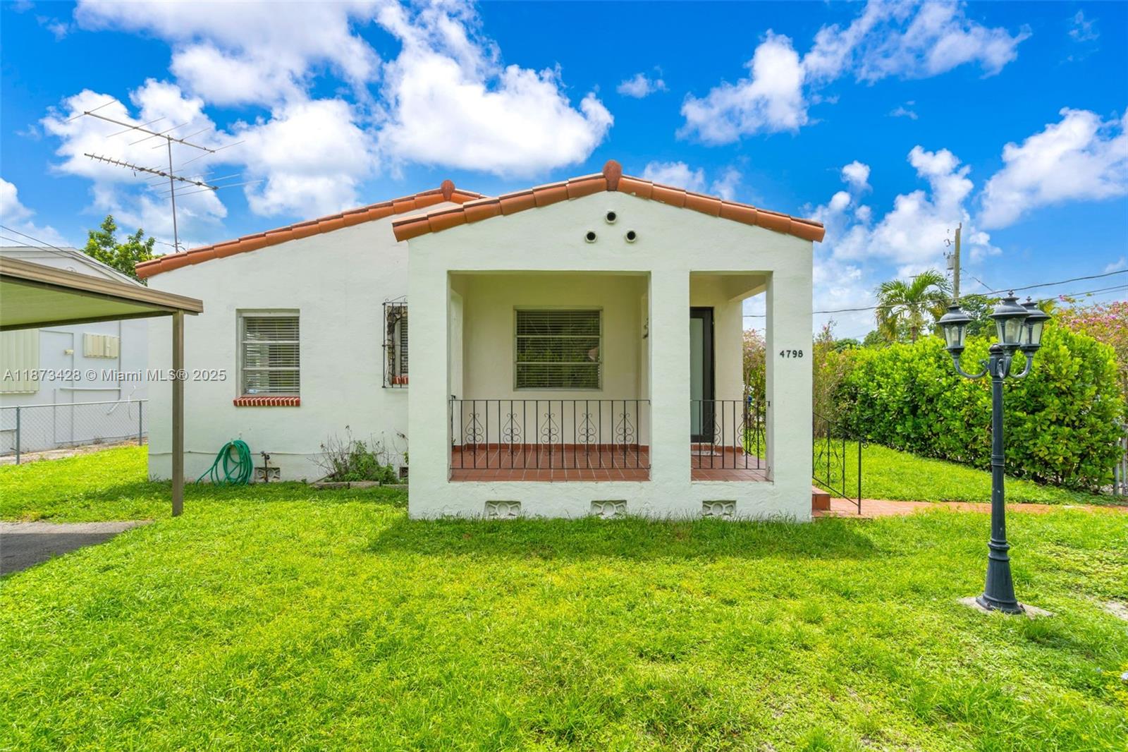 Updated 2-bedroom, 1-bath home ideally located just outside Coral Gables. Enjoy quick access to Downtown, Coconut Grove, and the Gables. This residence features a spacious open layout with living, dining, and kitchen areas, complemented by newly renovated floors, walls, lighting, and bathroom. Both bedrooms are generously sized with cedar closets. The family room offers flexibility and can easily serve as a third bedroom. Additional highlights include a separate laundry room with washer and dryer, a covered terrace, storage shed, and covered parking for two vehicles. Situated on a large corner lot, this home is move-in ready.