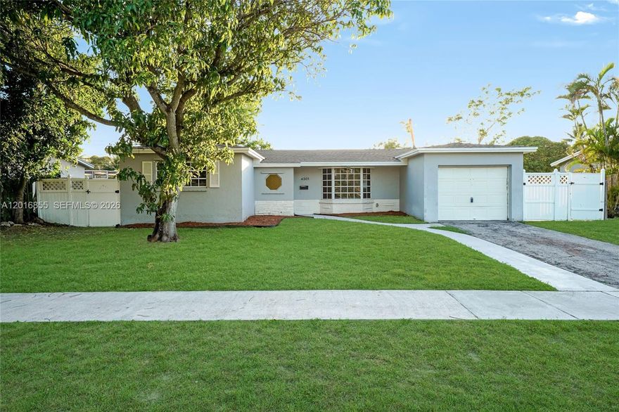 Spacious 4-bedroom, 2-bath home offering 1,851 sq ft of living space on a large lot with a pool and plenty of room to entertain. Features roof from 2026, HVAC only (4 years old). Tile floors throughout, a 1-car garage, tankless water heater, washer and dryer hookup, and stainless steel appliances. The bright open kitchen offers lots of natural light and flows into spacious living areas with a beautiful bay window, French doors, and a separate dining room. Conveniently located close to major highways and just 20 minutes from Fort Lauderdale and Pompano Beach.
