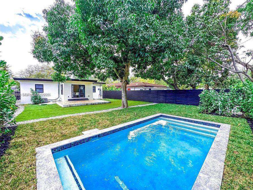 Miami Fully Remodeled Single-Family Villa with pool : Immerse yourself in the epitome of refined living within the exclusive El Portal Village and Miami Shores, nestled in the green. This rare gem boasts three bedrooms and three bathrooms, spanning over 1600 square feet. As you enter, high ceilings adorned with sophisticated LED lighting greet you, showcasing a commitment to luxury in every detail. Each bedroom is complemented by a recently renovated full bathroom, adding to the overall sense of opulence. Ideal central location in Miami, 15mn drive to the beaches or the airport. Easy to show