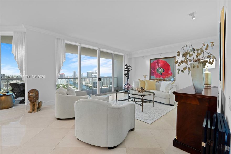 EXCEPTIONAL TOWER SUITE AT ATLANTIC ONE AT THE POINT! RARE OPPORTUNITY TO OWN ONE OF THE MOST DESIRABLE RESIDENCES IN THIS LINE, FEATURING A HIGHLY SOUGHT-AFTER 3 BEDROOM + DEN / 3.5 BATH FLOOR PLAN WITH HIGHER CEILINGS AND EXPANSIVE TERRACES SHOWCASING BREATHTAKING PANORAMIC OCEAN, INTRACOASTAL, AND CITY SKYLINE VIEWS. THIS IMPECCABLY MAINTAINED RESIDENCE IS IN EXCELLENT CONDITION AND OFFERS PRIVATE ELEVATOR ACCESS, IMPACT WINDOWS & DOORS, MARBLE FLOORS, NEW A/C UNITS, A SPACIOUS GOURMET KITCHEN WITH WINE COOLER, AND AN OVERSIZED PRIMARY CLOSET. ATLANTIC ONE OFFERS EXCLUSIVE LUXURY AMENITIES INCLUDING A THEATER, TEA ROOM, PARTY ROOM, LIBRARY, AND WINE ROOM. ENJOY THE ULTIMATE RESORT-STYLE LIFESTYLE WITH THE POINT’S 25,000 SF CLUB & SPA, STATE-OF-THE-ART FITNESS CENTER, 3 POOLS, 4 TENNIS COURTS, BBQ AREAS, KIDS’ PLAYROOM, CAFÉ, AND MORE. A RARE GEM IN THE HEART OF AVENTURA—LUXURY LIVING AT ITS ABSOLUTE FINEST!