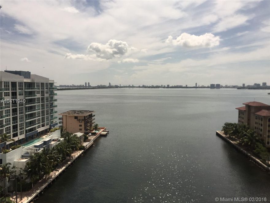 Unobstructed direct views of Biscayne Bay and Miami Beach. This 2 bedrooms and 2 baths. Porcelain floors. Large balcony, bright. TWO parking spaces!! Exclusive building with state of the art, amenities, bayfront park, pool, gym, sauna, party room and private foyer entrance.