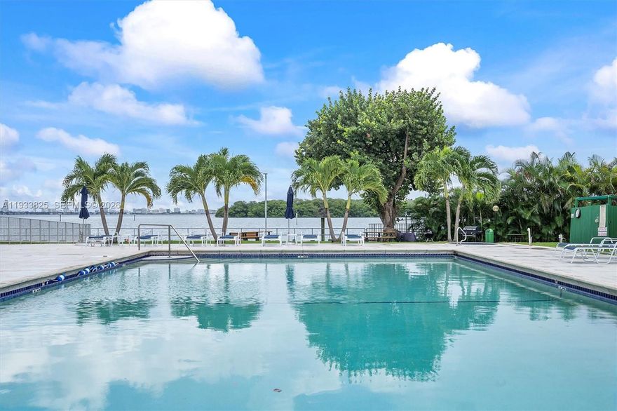 ONLY unit for SALE in the building- Updated one bedroom & one bathroom unit plus DEN that can be used as an office or guest room. Located at the historic Clipper on the bay with direct views of the Biscayne Bay and the tennis court on site. The building recently renovated the lobby and offers great amenities such as swimming pool, Jacuzzi, tennis court, play room and BBQ area over looking the waters of Biscayne bay. Gated and secured building, only blocks away from Biscayne blvd, shopping, restaurants and other commercial businesses. Tenant in place. Building HAS RESERVES. NO assessments and 50 year recertification COMPLETED