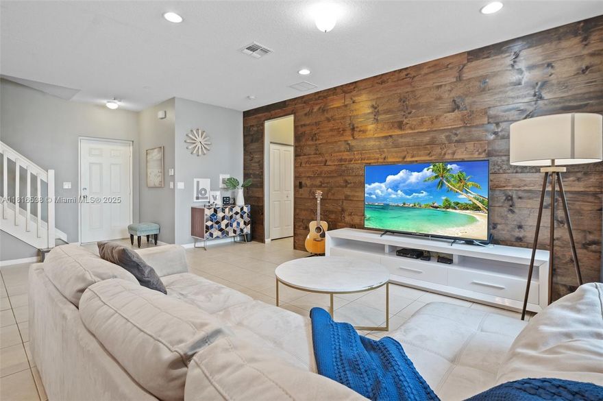 Great opportunity to own an impeccable townhome in a gated and sought after community of Cascada Isles at Monterra. The property comprises of 3 bedrooms and 3 full bathrooms with one bedroom and one bathroom conveniently located on the ground floor. A very spacious master bedroom situated on the second floor offers two walk-in closets and plantation shutters. There is laundry room also loacted on the second floor. The ground floor features ceramic tiles while the staircase and the second floor have modern vinyl floors. This townhome also boasts with high impact  windows and doors. There are plenty of top amenities to enjoy like the clubhouse, pool, fitness center, and a tennis and basketball courts just to mention a few. Newer washer and a very low HOA!