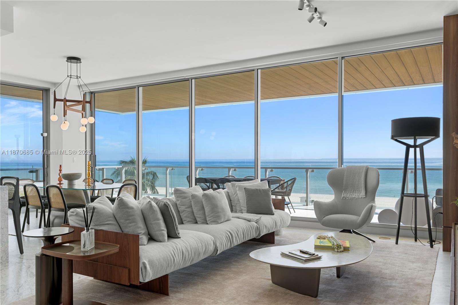 Experience beachfront at 57 Ocean, a contemporary boutique building nestled in the coveted Millionaire’s Row. Inside, enjoy an expansive open floor plan with 12f deep terraces with unobstructed ocean views through floor-to-ceiling impact glass windows, a gourmet kitchen, equipped with state-of-the-art appliances and a striking solid marble center island, a master bedroom with a cozy seating area, while the luxurious master bath boasts a freestanding soaking tub. The amenities include a private spa suite, thermal suite, outdoor treatment cabana, library, pool deck with a poolside bar and lounge, club room, chef's and summer kitchen, Technogym fitness center, yoga and Pilates studios, a spa pool with a wet deck, a children's room, concierge services, and valet parking.