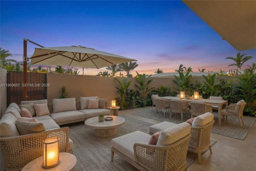 Welcome to this unique and rarely available 1-bedroom, 1.5 bath move-in ready LANAI residence. Located in a resort-style beachfront development. The oversized walled-in patio provides direct and convenient access to the pool, gym, gardens and other amenities. Master bedroom has two closets, including a large walk-in closet, updated en-suite bathroom and a large impact window and door overlooking & leading to the beautiful patio. This lovely home also features high ceilings, high impact window and doors, washer/dryer, plenty of closets and one assigned covered parking space. Located in a 24hr full-service building. Amenities include guarded gate at Key Colony's main entrance, attendant at lobby, olympic size swimming pool, 12 tennis courts, children's playground, dog park, food market (Golden Hog), beauty salon, outdoor casual dining by the main pool and beach. Enjoy Key Biscayne Island Paradise lifestyle. Walking distance to the beach, parks, dining, shopping, and top rated public and private schools. Dog friendly building. No pending special assessments. Photos of the dining/living area, patio and bedroom have been digitally staged.