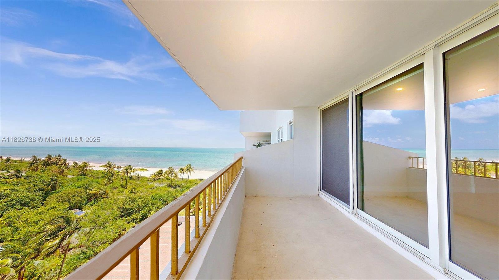 Spectacular beachfront condo at Key Biscayne's Commodore Club. Deluxe 2/2 condo on the 9th floor, with unobstructed, sweeping ocean & city views from enormous balcony. Spacious and bright unit with upscale modern kitchen, high end Fisher/Paykel appliances, impact windows, washer/dryer inside unit. Impact glass, recessed lighting, master bathroom has dual sinks. Beautiful concrete floors throughout. Unit has 1 assigned, covered parking space. The Commodore is a gated, private community offering top of the line amenities: pool, tennis courts, fitness center, business center, 24-hour security, concierge, direct beach access with chairs/umbrella service. Currently unfurnished, but can be leased fully furnished, minimum 3 month rental up to 1 full year, varying monthly rate for seasonal rental.