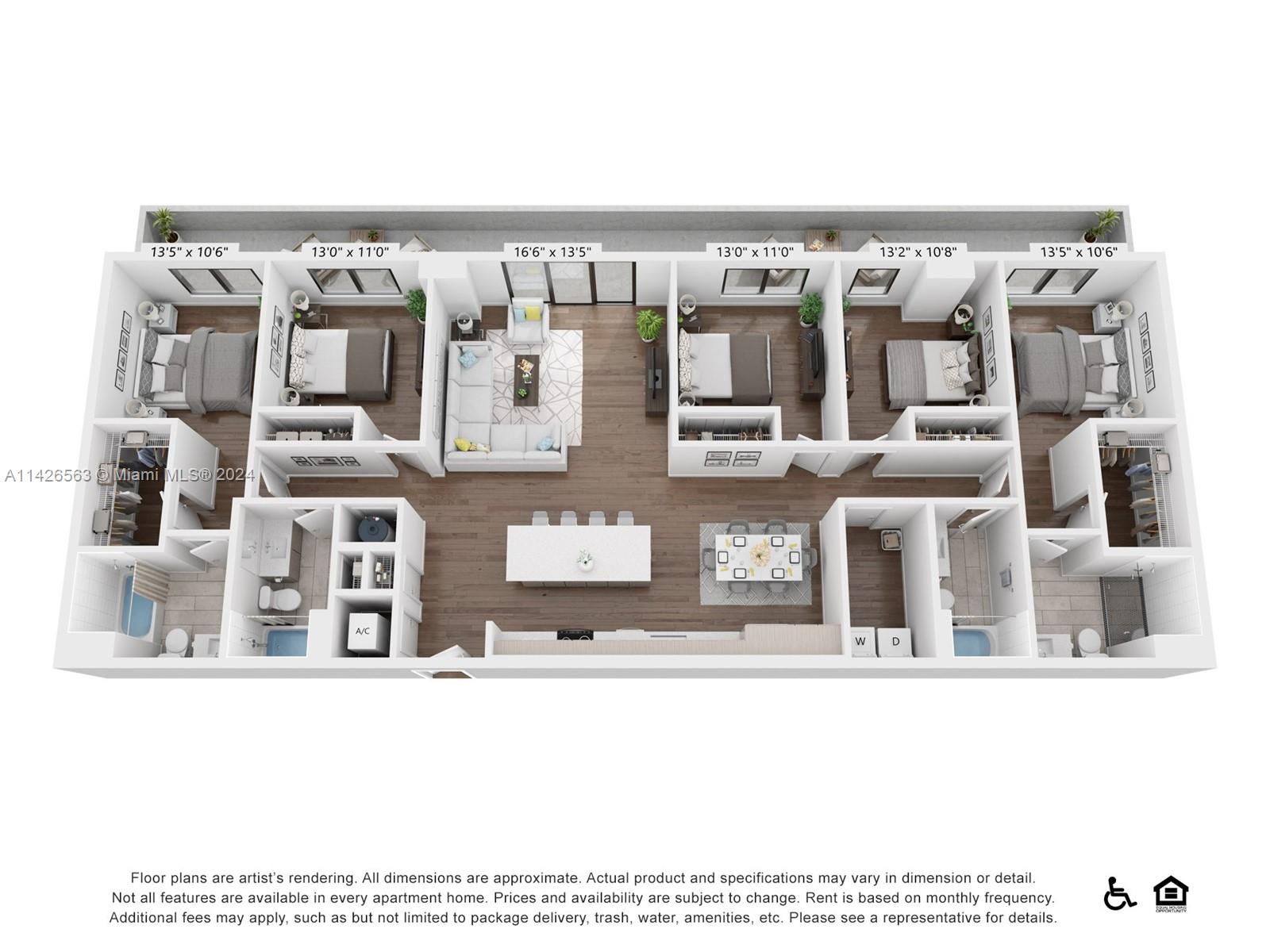 Rental Property at 2800 Sw 27th Terrace Ter 0618, Miami, Broward County, Florida - Bedrooms: 5 
Bathrooms: 4  - $8,466 MO.