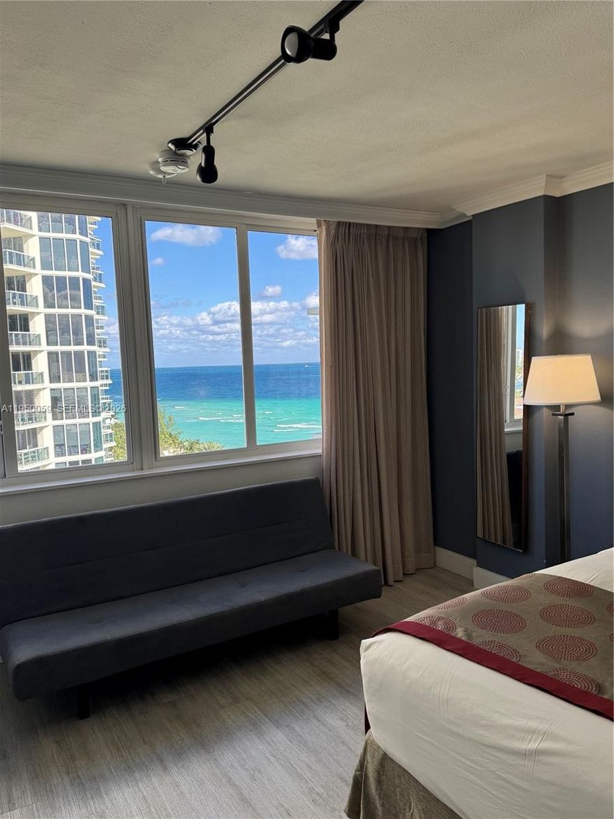 Great investment opportunity. Charming furnished beachfront studio located directly on the beach in Sunny Isles Beach,  with  Beach and city views and just steps from the ocean. This condo-hotel unit is part of the hotel rental program, is consistently rented, and offers excellent flexibility: ideal for Airbnb investment. Seller very motivated. The building has undergone a major renovation and is surrounded by multi-million-dollar properties. Maintenance fees include reserves, electricity, water, A/C, cable, and Wi-Fi, allowing for truly hassle-free ownership. Enjoy a vibrant location with restaurants, coffee shops, shopping, and a park just across the street. Special assessment of $362.20 ( negociable)