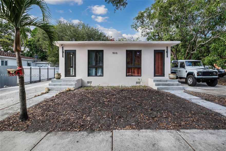 Secure a premier footprint in the Buena Vista corridor with this high-elevation, T4-R zoned investment at 5510 NW 1st Ave. Situated on an oversized 7,650 SF corner lot, this is a sophisticated "covered land play" for Miami’s 2026 growth cycle.

THE RESIDENCE: A TROPICAL SANCTUARY 
Fully transformed into a light-filled Wabi Sabi retreat, this home is offered fully furnished and move-in ready; curated designer furnishings are negotiable.
Design: Vaulted ceilings in all rooms and 3 full bathrooms in custom, hand-applied Microcement.
Security: New oversized hurricane-impact windows and sliding doors throughout.
Outdoor Oasis: Designer outdoor shower among mature mango, almond, and avocado trees. A resident blue jay family adds to the charm.
Privacy: Rare corner lot with two separate driveways/entrances and a new 6’ fence/gate (currently in permitting).

FUTURE DEVELOPMENT UPSIDE
Build to 3 Stories: T4-R zoning allows for a 6-unit, three-story project.
Apartment Hotel: Utilize Miami’s new "Apartment Hotel" designation for high-turnover rentals.
High Yield: Local rental demand is 39% higher than national averages, providing a high-alpha carry while you permit.

LOCATION ADVANTAGE 
Minutes from the Design District and the $3B Little River District, offering world-class connectivity to Miami’s tech and creative hubs.
