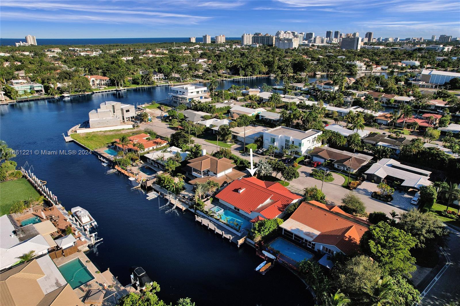 Move right into this stunning East Fort Lauderdale 75 FT Waterfront Home with Ocean Access! Completely renovated one story, WF pool residence ,private dock, located in the exclusive gated community of Bal Harbour. Modern 4-bedroom, 3.5-bathroom meticulously updated. Impact windows and doors, custom closets in all bedrooms, new PVC plumbing. Open floor plan with vaulted ceilings that create an airy, expansive feeling. Perfect for entertaining or relaxing. The outdoor entertainment area features a summer kitchen with covered bar, heated saltwater pool and an infinity spa overlooking the water. Situated on a quiet cul-de-sac, minutes from Fort Lauderdale Beach and Las Olas.
Experience the epitome of luxury waterfront living.
Don’t miss the opportunity to make this stunning property yours!