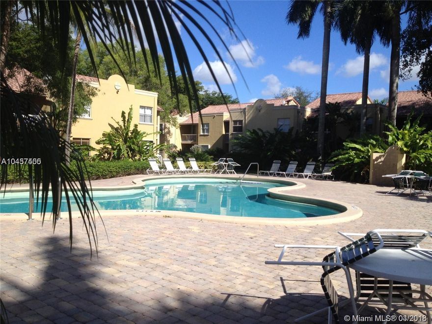 Spectacular first floor lake view apartment, 1 bedroom /1 bathroom / 1 half bath / 1 parking space assigned & plenty of guests parking. Beautifully, washer & dryer inside, balcony with lagoon & golf views. GREENS AT DORAL is a gated community with pool & club house. Option to rent furnished or unfurnished. Good credit a must. Easy to show.