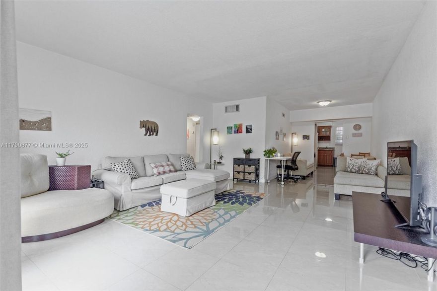 Located in the heart of Bay Harbor Islands, a highly desirable waterfront community, this spacious updated 2 BR/2 Bath unit features sleek ceramic floors throughout, and impact windows for peace of mind. Enjoy the convenience of a newer washer/dryer inside the unit and unwind on your private terrace. The bathrooms have been tastefully updated and the spacious master bedroom includes a walk-in closet. This pet-friendly building offers a low maintenance fee and unbeatable location-within walking distance to an A-rated elementary school, world famous Bal Halbour Shops, top-tier restaurant and places of worship. A perfect blend of comfort, style, and prime location- don't miss out! 
Unit is on the 2nd floor!