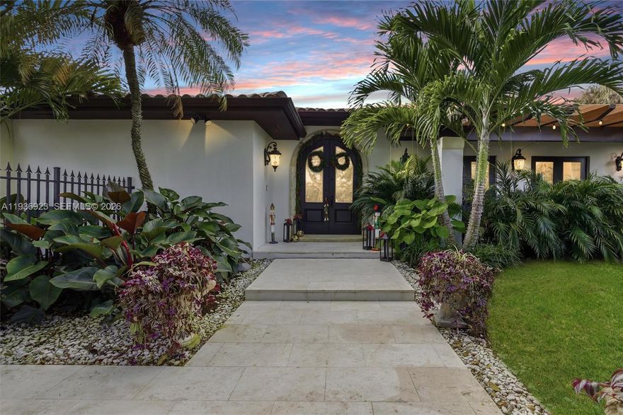 Nestled at the end of a quiet cul-de-sac in the exclusive gated community of Gables by the Sea, this 6-bedroom, 3.5-bath residence offers exceptional privacy, space, and refined living. A charming courtyard entry framed by lush landscaping welcomes you into bright, open interiors featuring impact-resistant windows and elegant wood-look tile flooring throughout.

The chef’s kitchen serves as the focal point of the home, showcasing a butcher-block island, custom cabinetry, and serene pool views, ideal for both everyday living and entertaining. The primary suite and three additional bedrooms are positioned on one wing of the home, while a private two-bedroom, one-bath suite on the opposite side provides flexible living options for guests, in-laws, a home office, or multigenerational use.

Enjoy year-round outdoor living with a heated saltwater pool, perfect for relaxing or hosting gatherings. Solar panels add efficiency and long-term savings. Residents of Gables by the Sea enjoy access to a neighborhood park and proximity to top-rated schools including Gulliver Prep and Pinecrest Elementary.

A rare opportunity to own a spacious, move-in-ready residence offering luxury, versatility, and an exceptional lifestyle in one of Pinecrest’s most desirable gated communities.