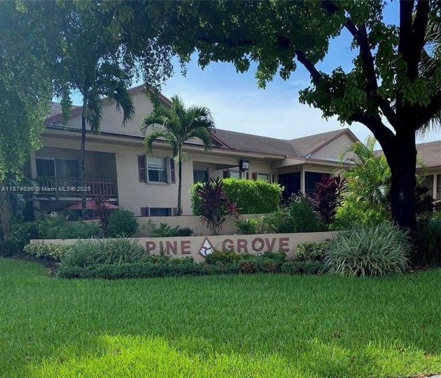 Unique ground floor corner unit in Pine Grove, unique with patio, close to everything. Shopping, highways. This 2/2 apartment has ceramic flooring throughout, offers a spacious living/dining room, spacious bedrooms, bathrooms, and kitchen. The large patio, with plenty of space for outdoor furniture, is ideal for relax and enjoy the beautiful green areas that surround Pine Grove Condominium. The unit is steps from the pool, picnic tables, grills and playground. The apartment has one assigned parking space and plenty of guest parking. Apartment rented until October 2026 for $2,100 per month. Great location in East Kendall, close to major highways. Great investment.