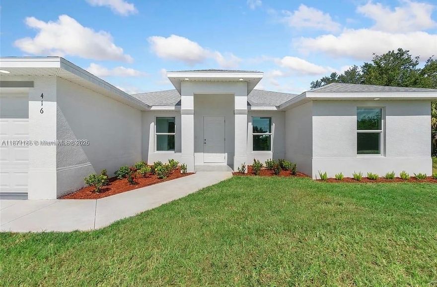 HUGE INCENTIVE: Get 50% OFF your second month's rent when you occupy by November 1st! This Brand New constructed home is the perfect blend of modern design and efficiency. Enjoy a spacious, open floor plan that flows seamlessly for effortless entertaining. Built as a truly energy-efficient home, it features impact-resistant windows and doors for storm protection. The home is fully tiled throughout for easy maintenance. The private master suite is a true retreat, boasting a generously sized master bath and dual closets. Includes a one-car garage and all stainless steel appliances, plus a washer and dryer. Move-in ready with a huge, private backyard perfect for outdoor living!
