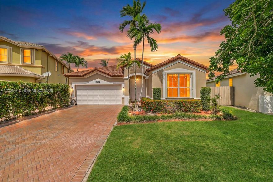OPEN HOUSE Sunday May 31st 3-5pm - Nestled in the gated community of Melrose Landing II, this pristine one-story, 3-bed, 2-bath lakefront home (built in 2002) is in excellent condition. It offers tile flooring throughout, laminate wood in the bedrooms, granite countertops, stainless steel appliances, and wood cabinetry. Enjoy a screened-in porch with serene lake views. The home includes accordion hurricane shutters, a 2-car garage, and an oversized driveway for extra parking.**A 3D virtual tour link is available for convenient viewing, and a floor plan is included within the photos.**