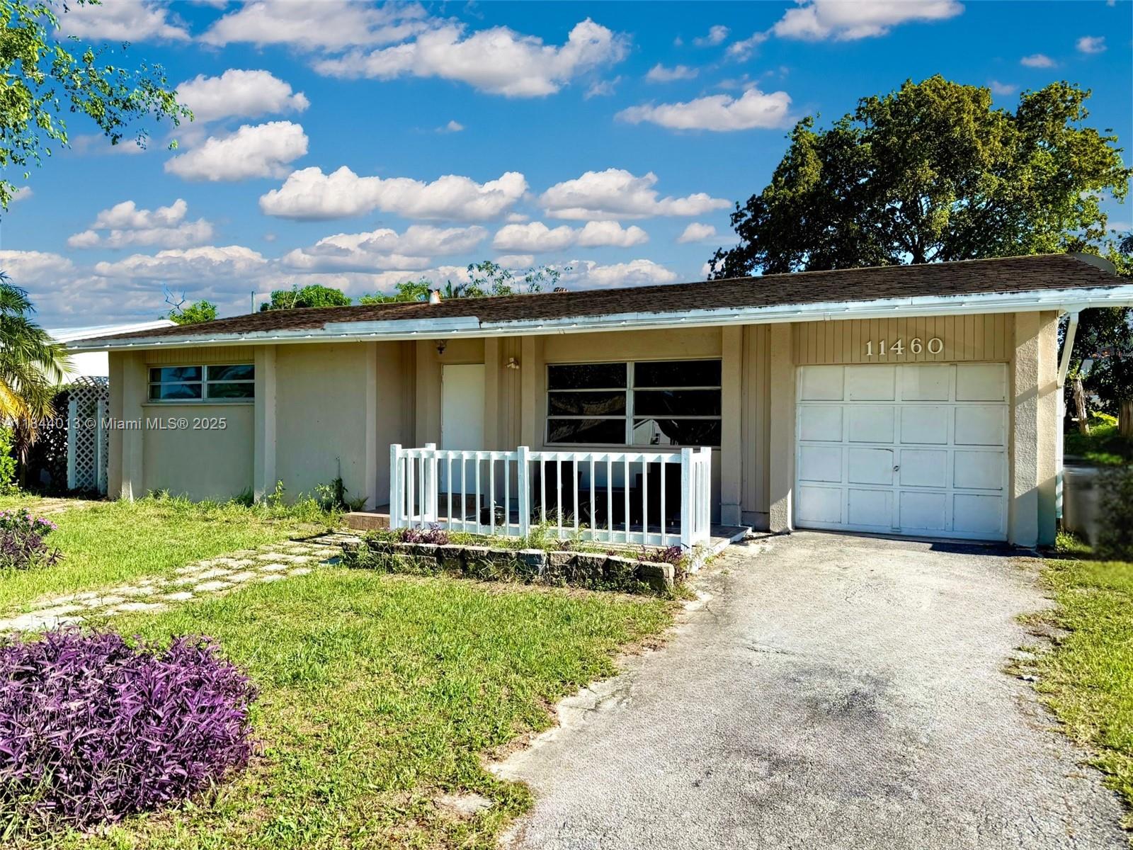 Spacious 2b/1b home features an open floor plan, tile floor, a washer & dryer, and much. Plenty of parking with a garage plus a driveway. Located near the Sawgrass Expressway, supermarkets, pharmacies, and restaurants. Call today for an appointment. Don't miss out!
